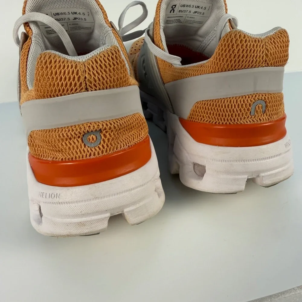 On Cloudswift Running Shoes Womens 6.5 Orange Grey Helion CloudTec Sneakers